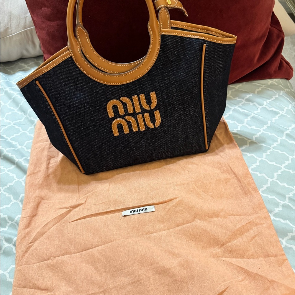 Miu Miu Black and Tan Tote Bag
